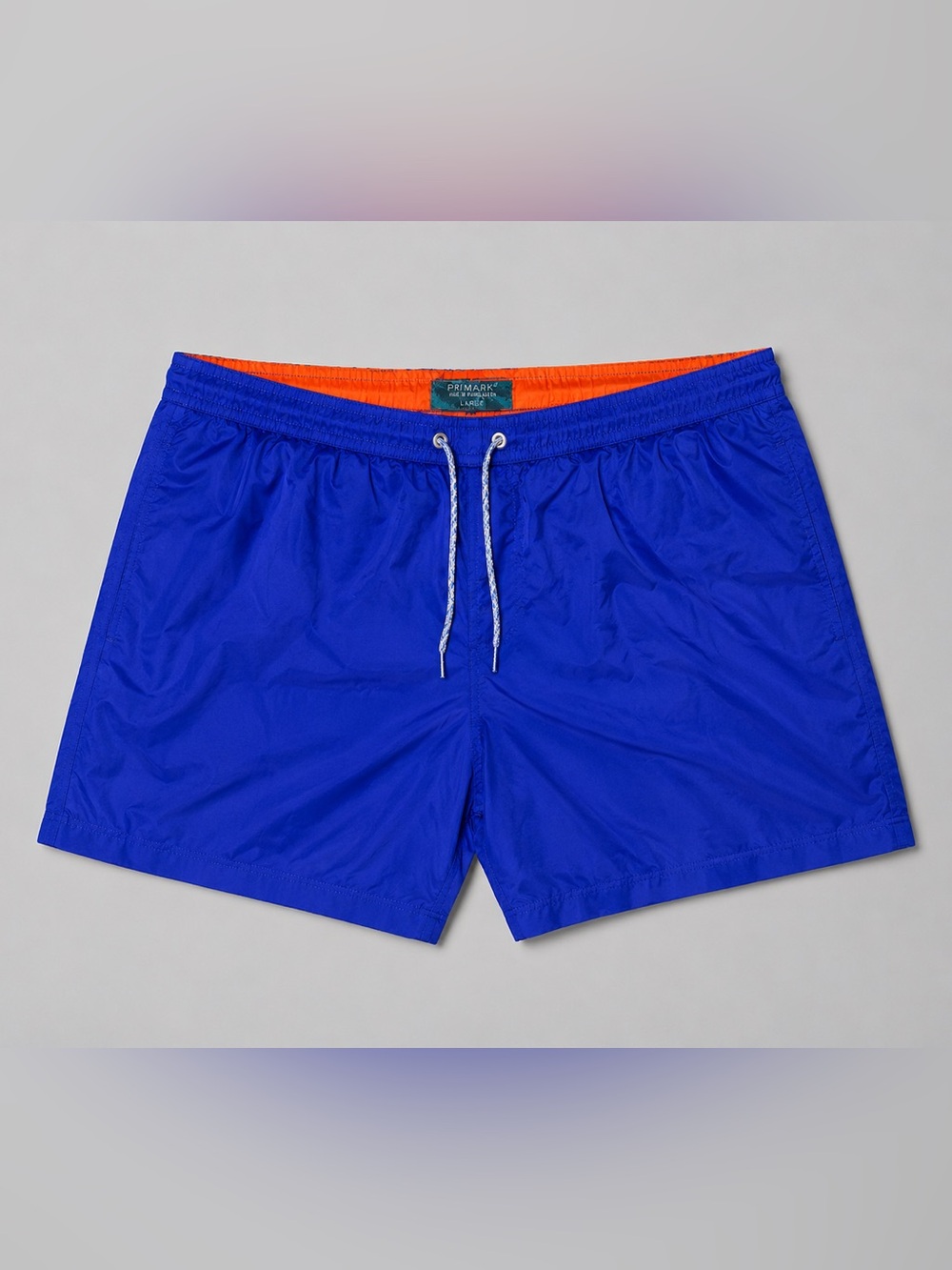 Primark Men’s Bright Blue Swim Trunks with Orange Inner Lining